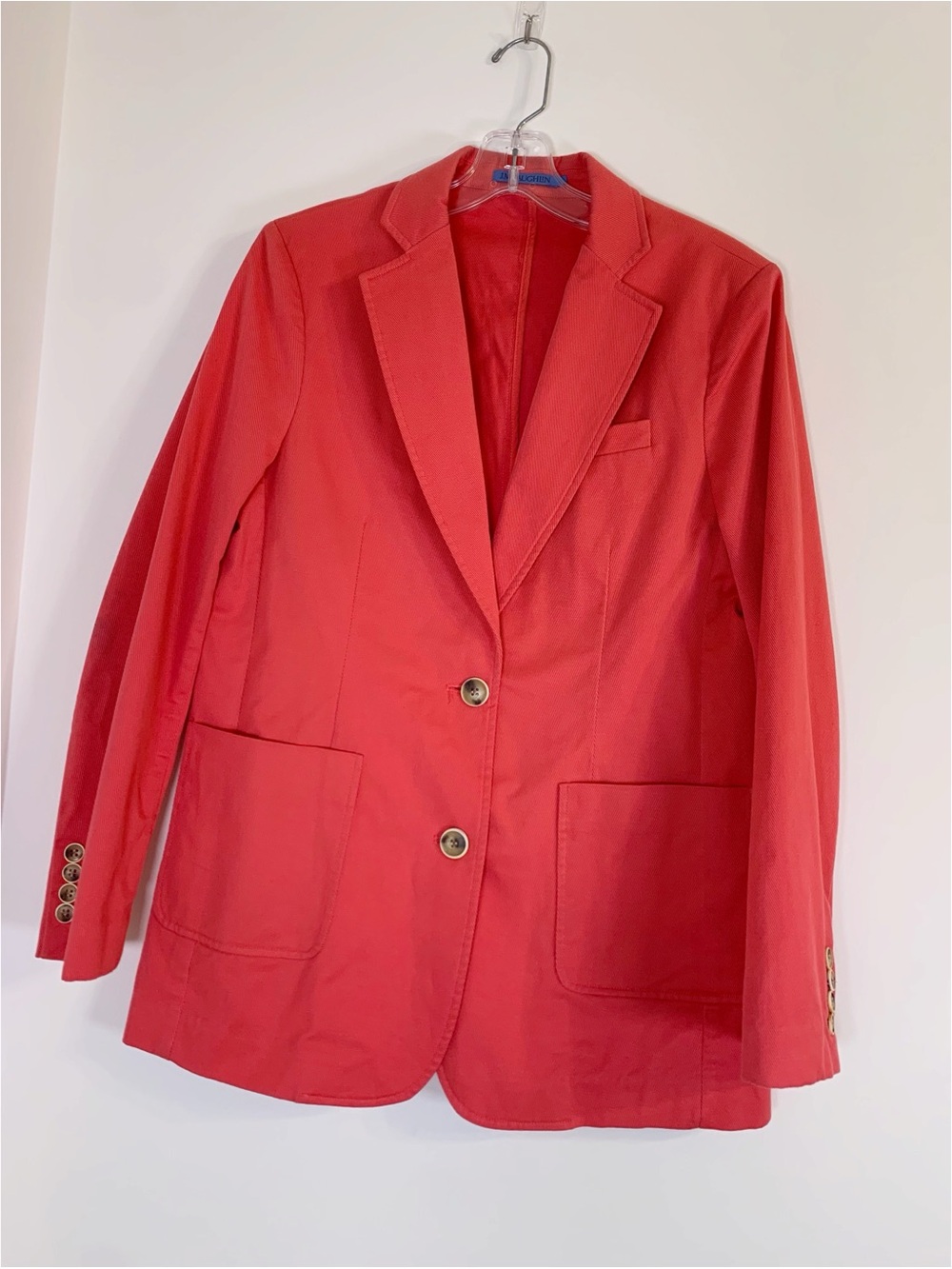 JMcLaughlin women's‎ size 8 light weight cotton blazer long sleeve patch pockets